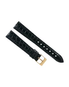 17mm Black Smooth Texture Genuine Crocodile Leather Watch Band