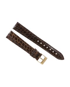 17mm Brown Smooth Texture Genuine Crocodile Leather Watch Band