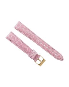 17mm Pink Smooth Texture Genuine Crocodile Leather Watch Band