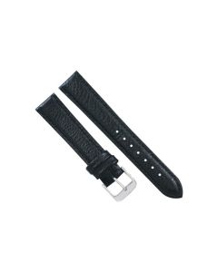18mm Black Heavy Padded Scratched Stitched Leather Watch Band