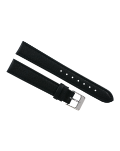 16mm Black Scratched Style Stitched Leather Watch Band