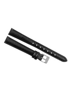 12mm Black Intense Lizard Print Leather Watch Band