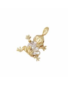 10K Two Tone C.Z. Frog Pendant