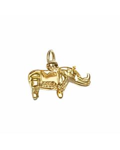 10K Yellow Gold 3D Rhinoceros Charm