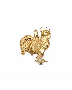 10K Yellow Gold 3D Rooster Pendant