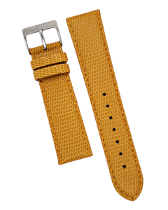 20mm Yellow Short Stitched Lizard Print Leather Watch Band