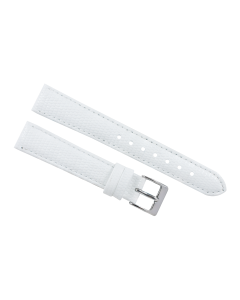 16mm White Short Stitched Lizard Print Leather Watch Band