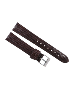 16mm Brown Short Stitched Lizard Print Leather Watch Band