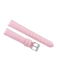 16mm Pink Short Stitched Lizard Print Leather Watch Band