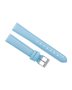 16mm Light Blue Short Stitched Lizard Print Leather Watch Band