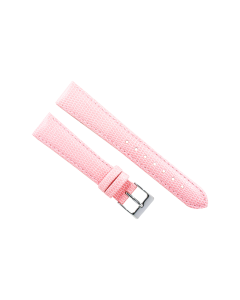 17mm Pink Short Stitched Lizard Print Leather Watch Band