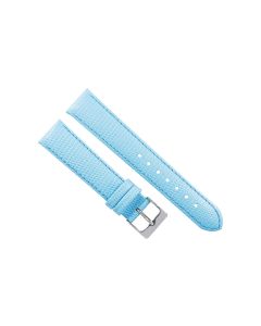 18mm Light Blue Short Stitched Lizard Print Leather Watch Band