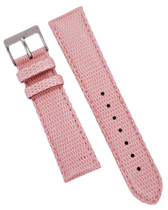 20mm Pink Short Stitched Lizard Print Leather Watch Band