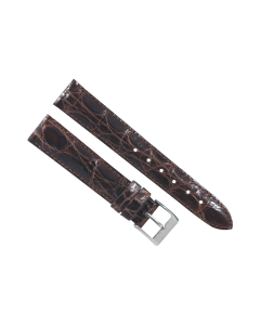 16mm Short Brown Smooth Texture Genuine Crocodile Leather Watch Band