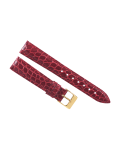 16mm Short Red Smooth Texture Genuine Crocodile Leather Watch Band