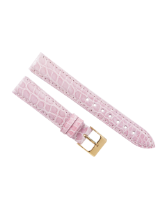 16mm Short Pink Smooth Texture Genuine Crocodile Leather Watch Band