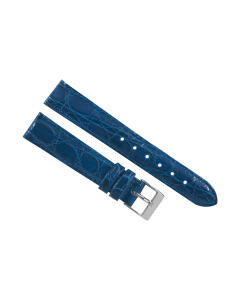 16mm Short Navy Blue Smooth Texture Genuine Crocodile Leather Watch Band