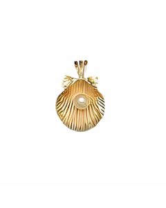 10K Yellow Gold 3D Seashell with Pearl Pendant