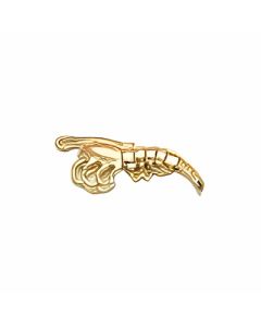 10K Yellow Gold 3D Shrimp Charm