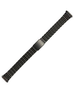 Black Metal 10-14mm Lined Style Buckle Watch Strap
