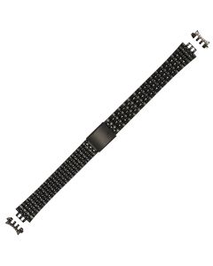 Black Metal 10mm Curved Lined Style Buckle Watch Strap