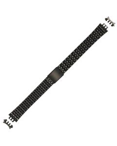 Black Metal 12mm Curved Lined Style Buckle Watch Strap