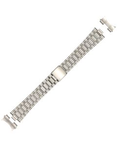 Stainless Steel 16mm Curved Rollo With Lines Style Buckle Watch Strap