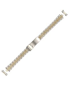 Two Tone Metal 13mm Curved Train Track Style Buckle Watch Strap