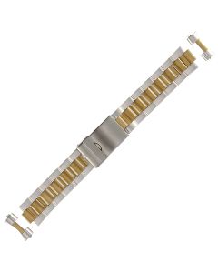 Two Tone Metal 18mm Curved Solid Box Style Buckle Watch Strap