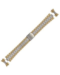 Two Tone Metal 18mm Curved Rollo With Lines Style Expansion Watch Strap