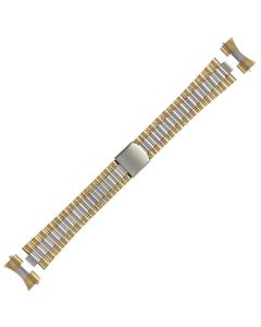 Two Tone Metal 16mm Curved Rollo With Lines Style Buckle Watch Strap