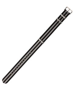 Black & Grey 18mm Long NATO Three Rings Nylon Watch Strap