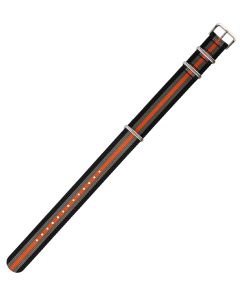Black & Orange Combo 18mm Long NATO Three Rings Nylon Watch Strap
