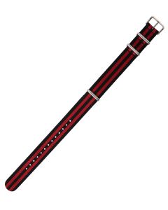 Black & Red 18mm Long NATO Three Rings Nylon Watch Strap