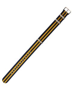 Navy & Yellow 18mm Long NATO Three Rings Nylon Watch Strap
