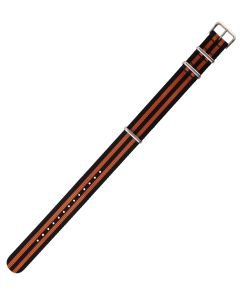 Black & Orange 18mm Long NATO Three Rings Nylon Watch Strap