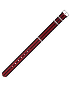 Black & Red 20mm Long NATO Three Rings Nylon Watch Strap