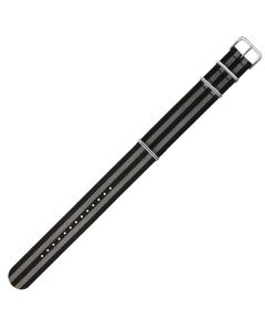 Black & Grey 22mm Long NATO Three Rings Nylon Watch Strap