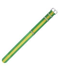 Green & Yellow 22mm Long NATO Three Rings Nylon Watch Strap