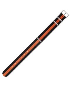 Black & Orange 22mm Long NATO Three Rings Nylon Watch Strap