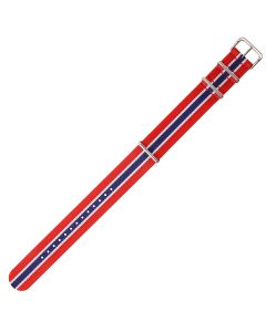 Navy & Red Combo 22mm Long NATO Three Rings Nylon Watch Strap