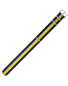 Navy & Yellow 22mm Long NATO Three Rings Nylon Watch Strap