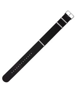 Black 24mm Long NATO Three Rings Nylon Watch Strap