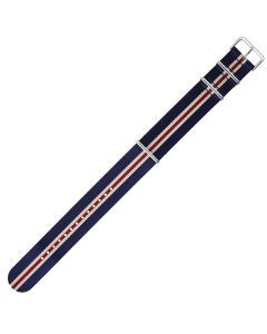 Navy & Red Combo 24mm Long NATO Three Rings Nylon Watch Strap