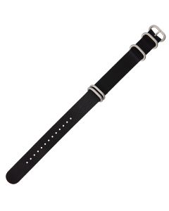 Black 20mm Long NATO Four Rings Nylon Watch Strap