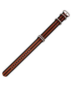 Black & Orange 20mm Long NATO Four Rings Nylon Watch Strap