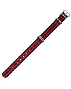 Black & Red 20mm Long NATO Four Rings Nylon Watch Strap