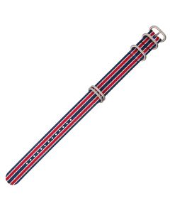 Navy & Red Combo 20mm Long NATO Four Rings Nylon Watch Strap