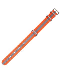 Orange & Grey Combo 22mm Long NATO Four Rings Nylon Watch Strap
