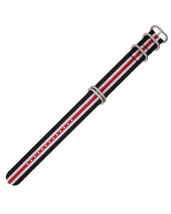 Black & Red Combo 22mm Long NATO Four Rings Nylon Watch Strap